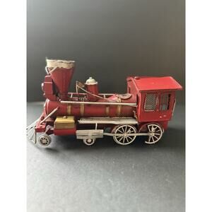 Metal Classic Locomotive Christmas Holiday Table Top Decor Model Train Red 10”